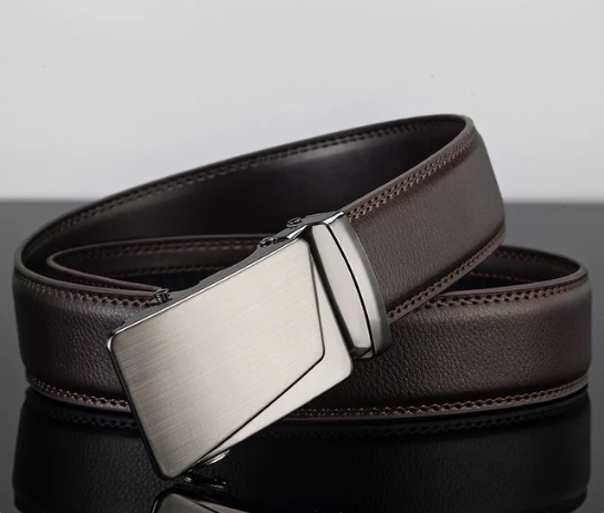 Men's Leather Belt Metal Automatic Buckle